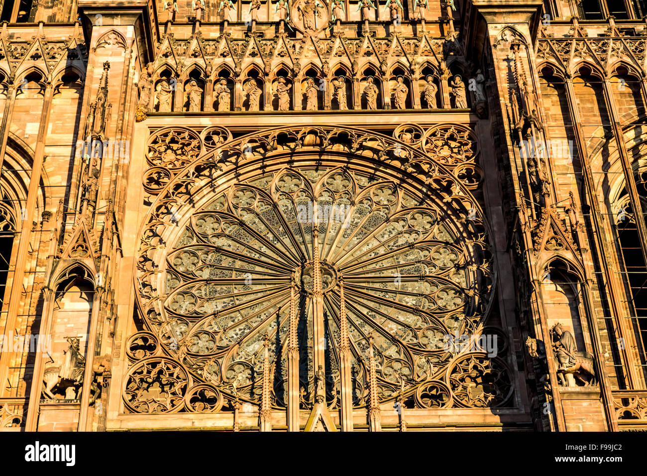 Cathedral of Our Lady, Gothic style church building in the old town area of Strasbourg, Alsace, France Stock Photo