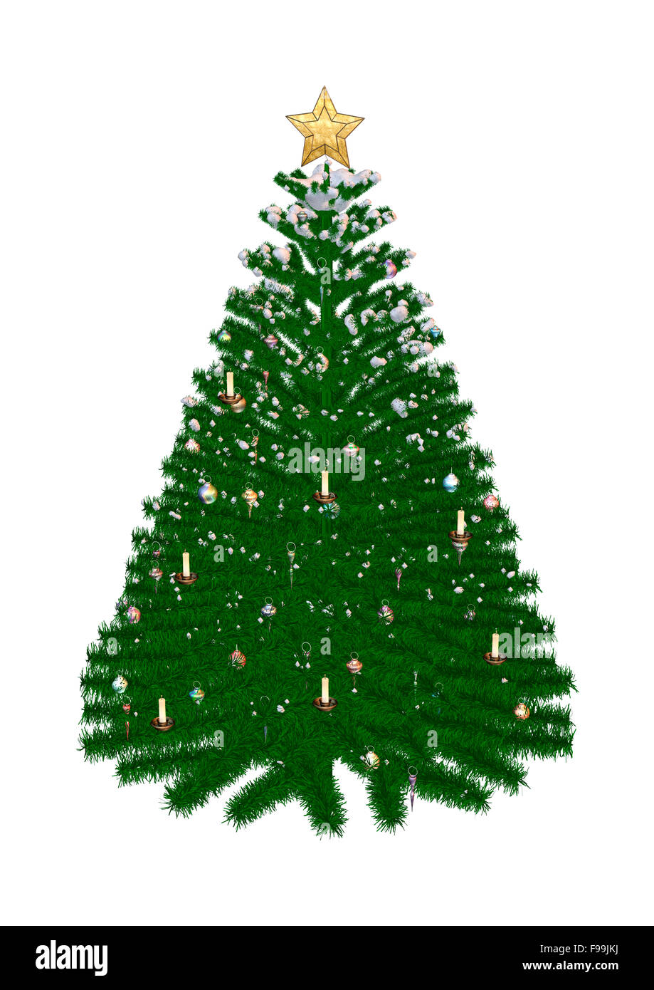 3D digital render of a Christmas tree under snow isolated on white ...