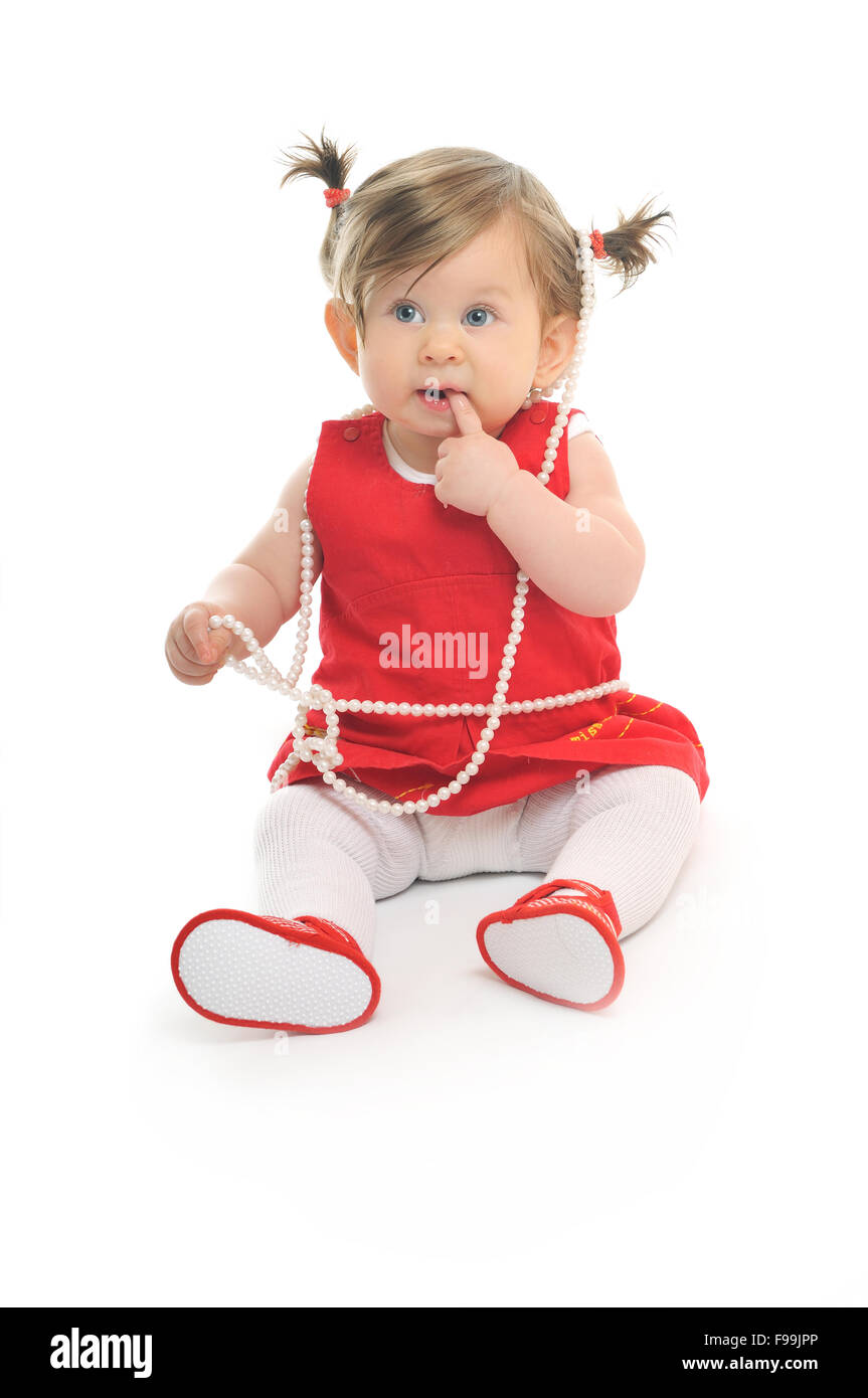one happy baby child isolated on white background Stock Photo - Alamy