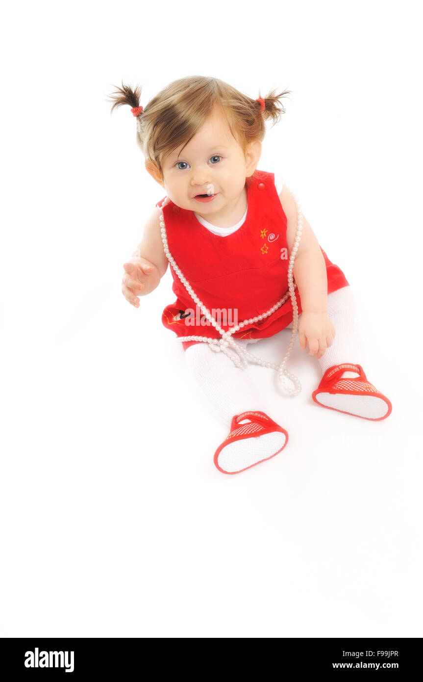 one happy baby child isolated on white background Stock Photo - Alamy