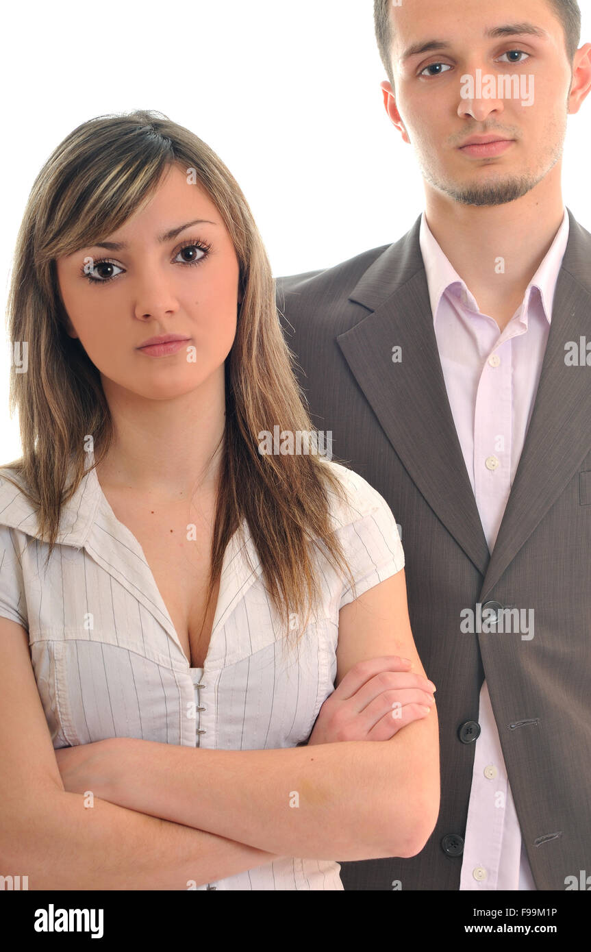 young business people team group two man woman isolated white Stock ...