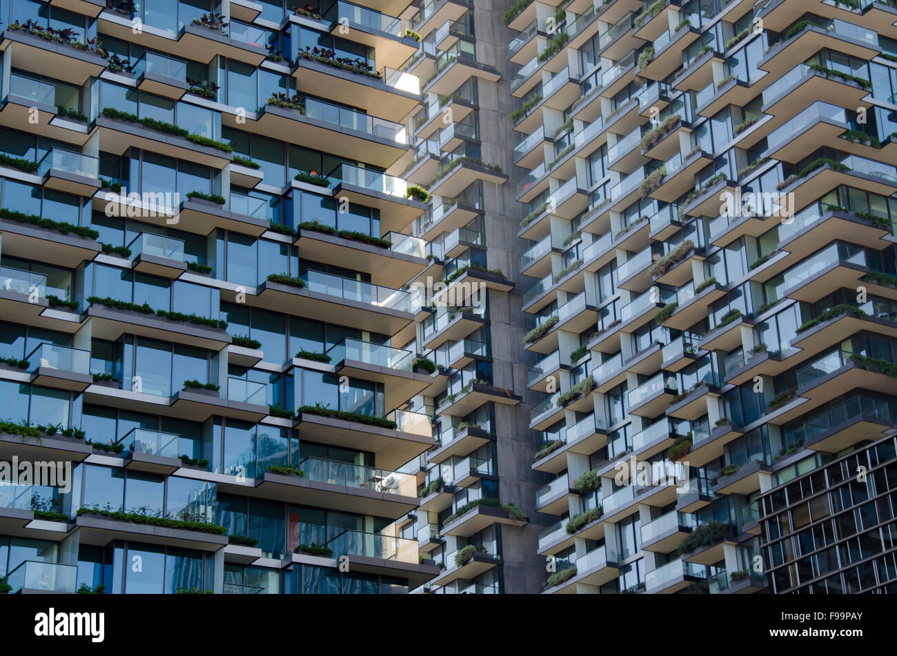 Modern high rise apartments in Sydney, New South Wales, Australia built very close together