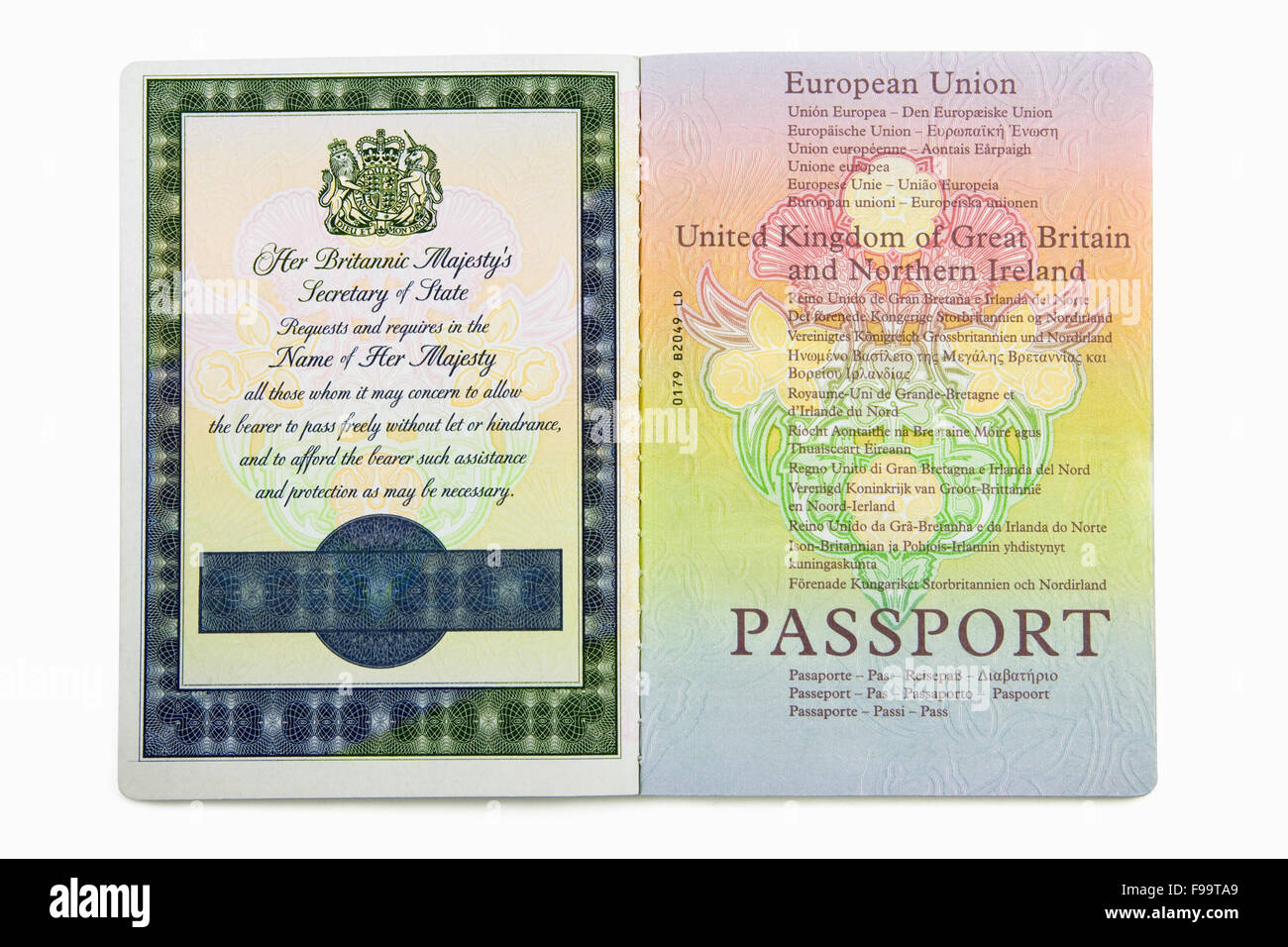 Close Up of a United Kingdom Passport Stock Photo