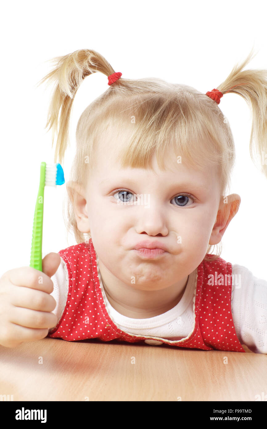 child with toothbrush Stock Photo Alamy