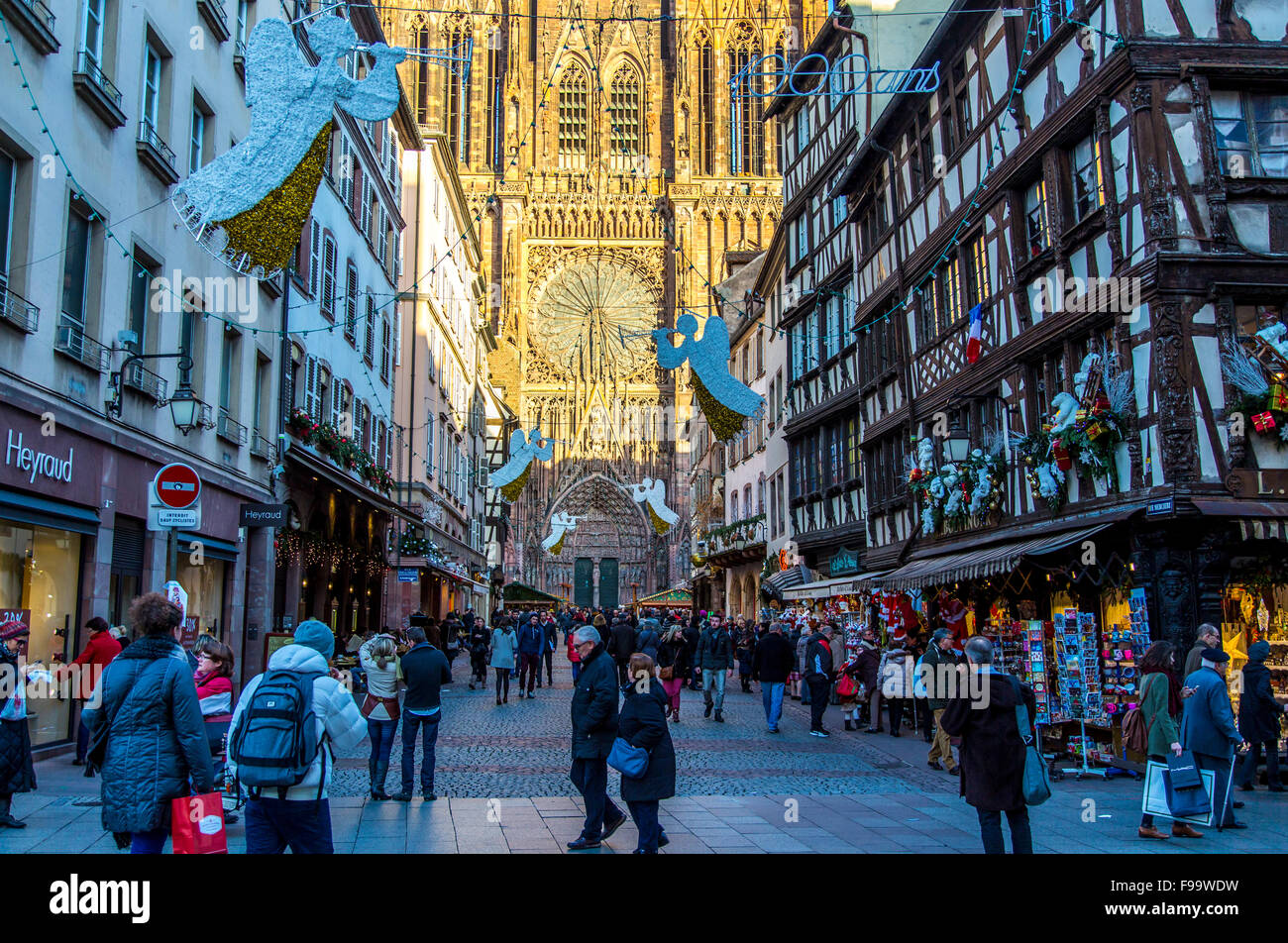 Cathedral of Our Lady, Gothic style church building in the old town area of Strasbourg, Alsace, France Stock Photo
