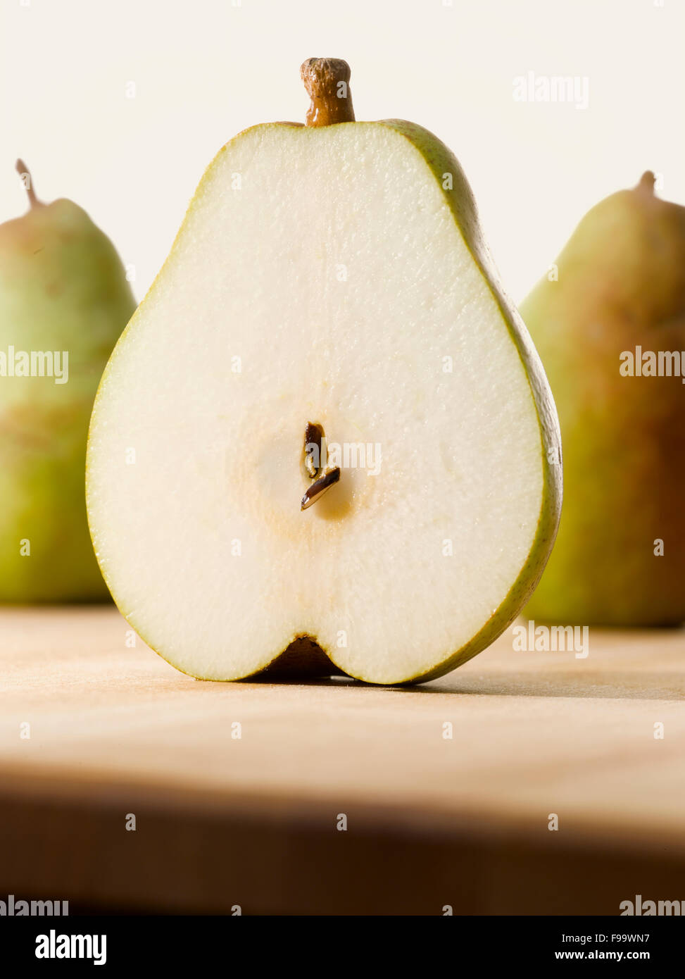 1 pear sliced on two Stock Photo
