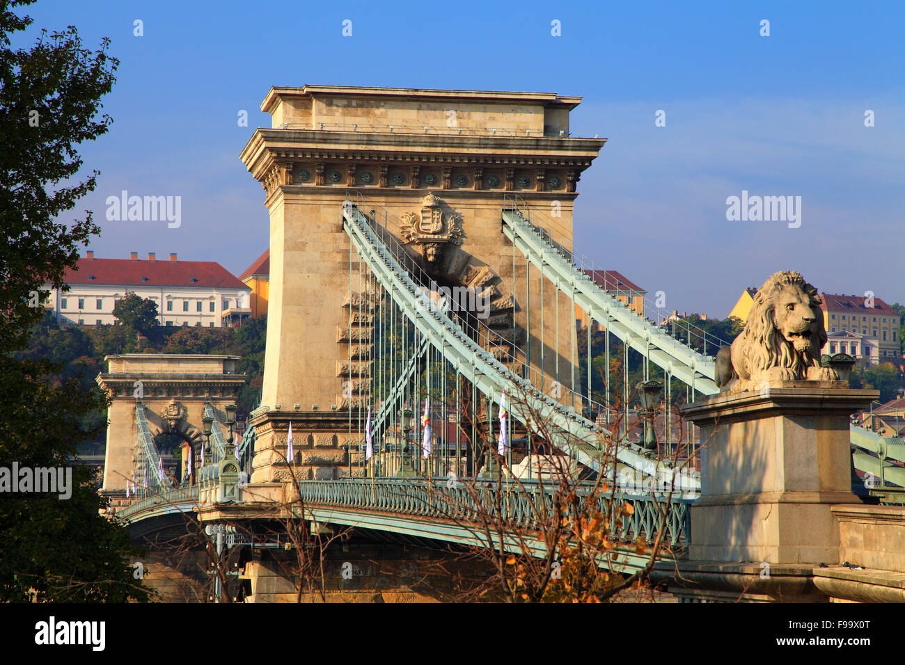 Hungary Budapest Chain Bridge Lánchíd Stock Photo