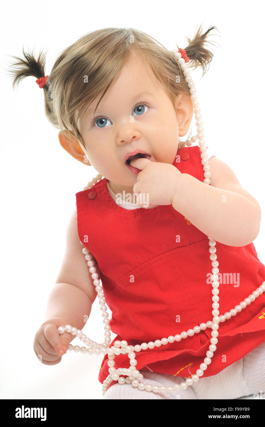 one happy baby child isolated on white background Stock Photo - Alamy