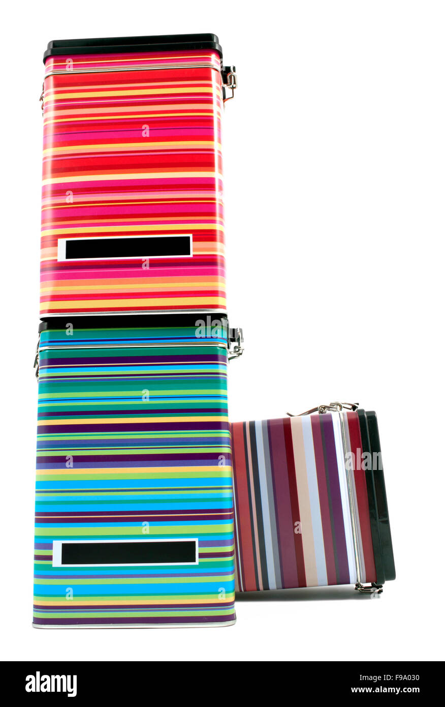 Colorful Tin Boxes Stock Photo