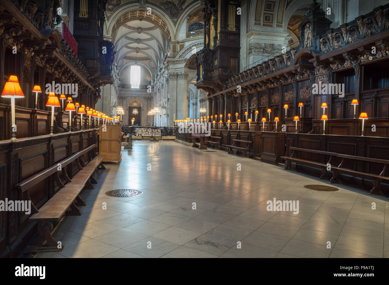 The quire at St Paul's cathedral, London, as seen from the east end of the cathedral. Stock Photo