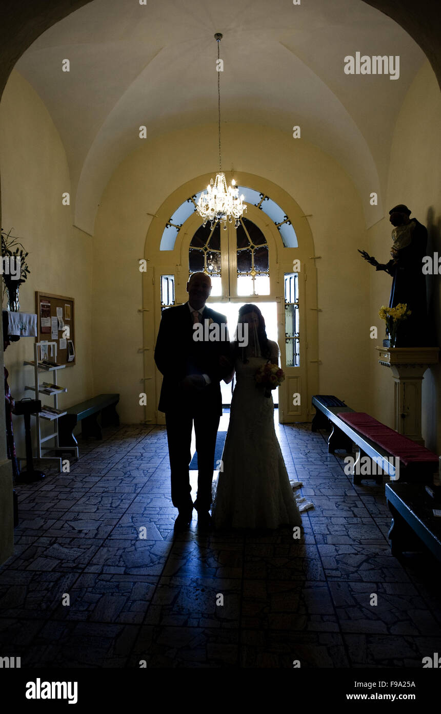 Bride and groom in church at the wedding day Stock Photo - Alamy