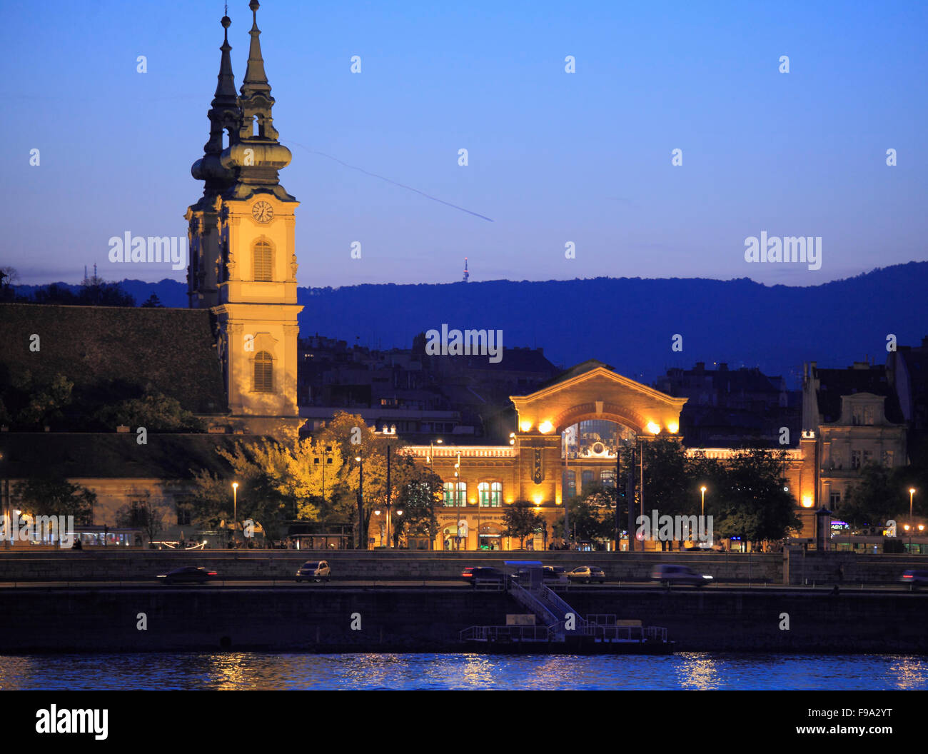 Hungary, Budapest, St Anne Church, Market Hall, Danube River, Stock Photo