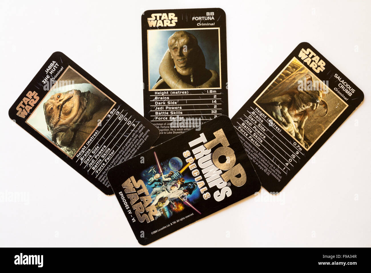 Top Trumps Specials cards Star Wars isolated on white background Stock Photo