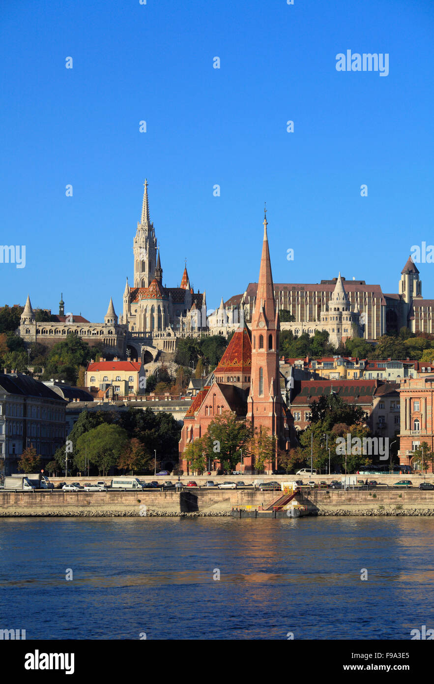 Hungary, Budapest, Castle District, skyline, Danube River, Stock Photo