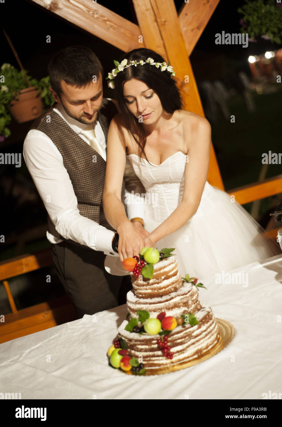 Bride and groom are at the wedding reception Stock Photo - Alamy