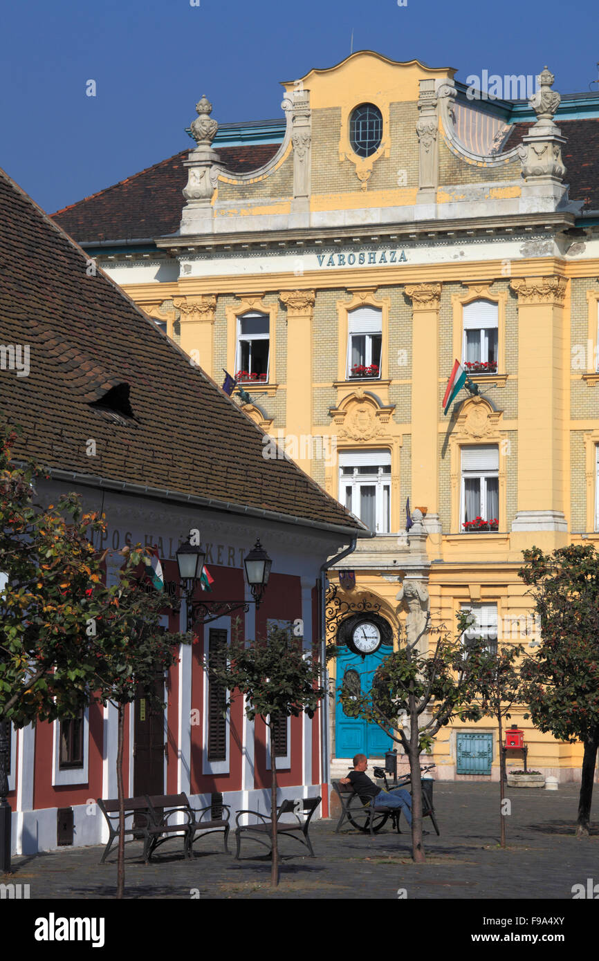Hungary Budapest Óbuda Fő Tér Town Hall street scene Stock Photo