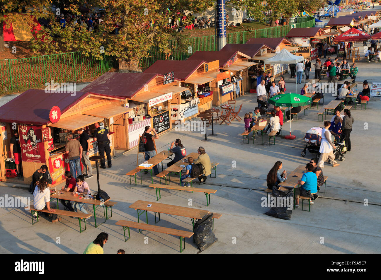 Hungary Budapest Városliget City Park street food stalls people Stock Photo