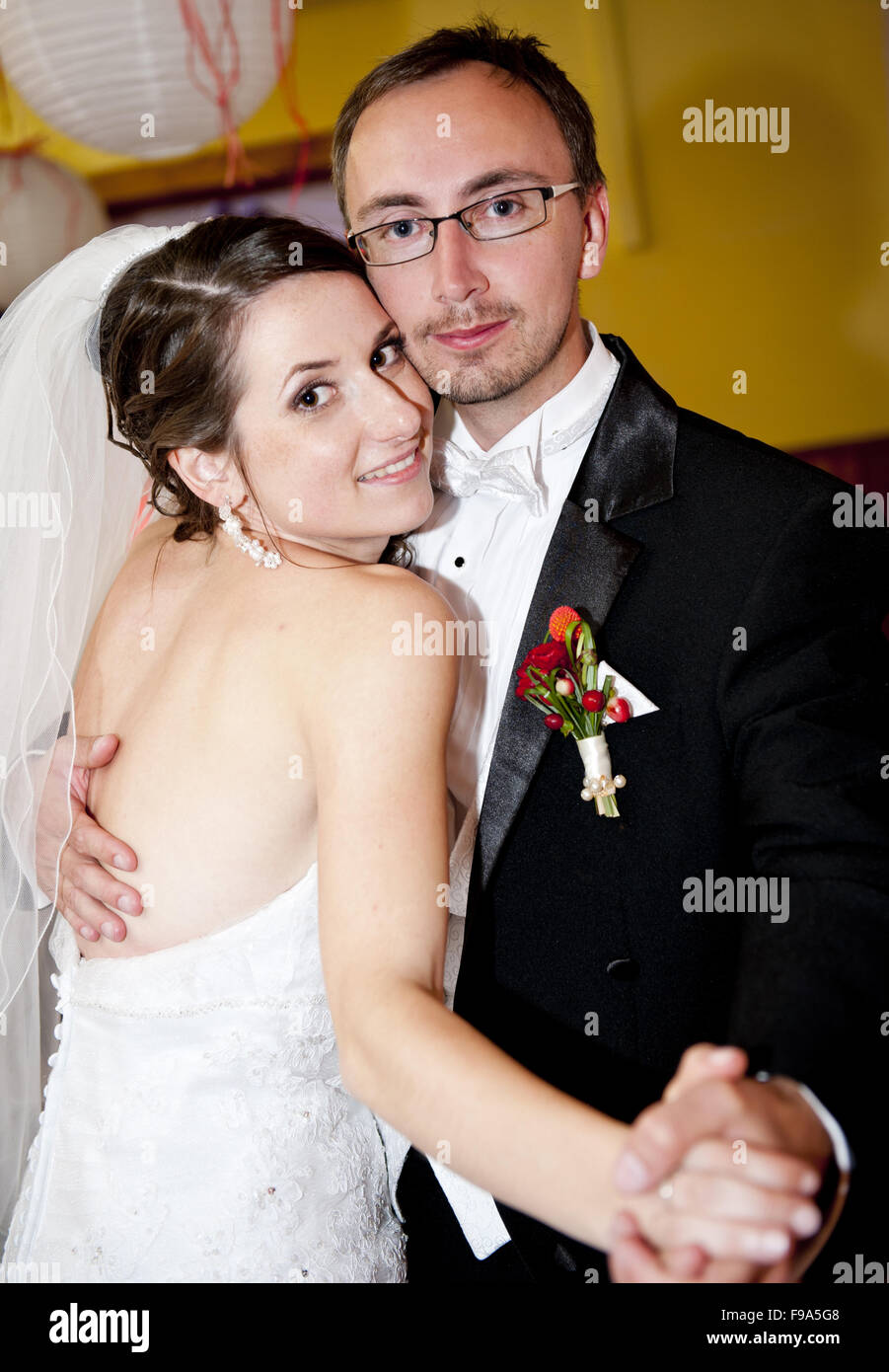 Bride and groom dancing at the wedding reception Stock Photo - Alamy