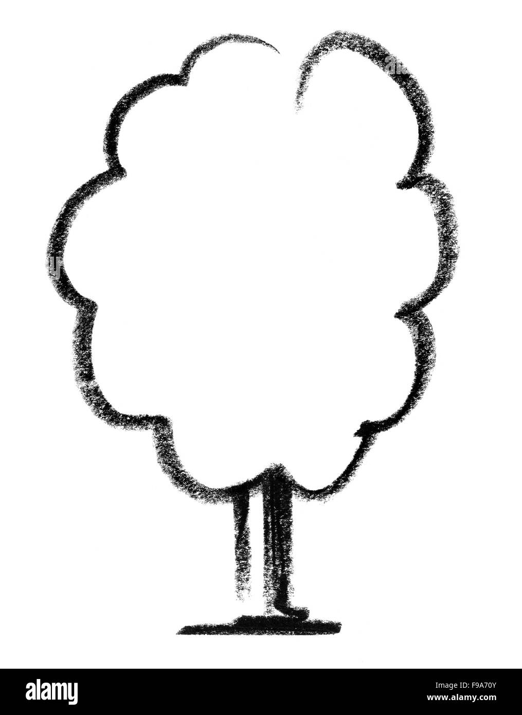 crayon-painted tree icon in white back Stock Photo - Alamy