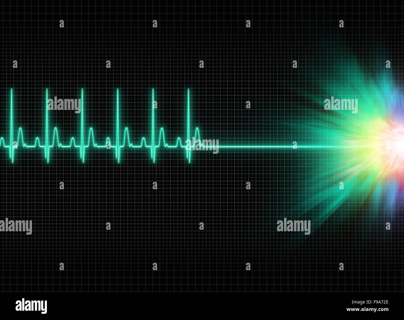 a mystic electrocardiography exitus illustration in dark screen background Stock Photo