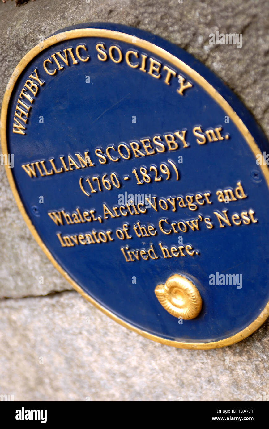 William Scoresby commemorative plaque, Whitby, North Yorkshire Stock Photo