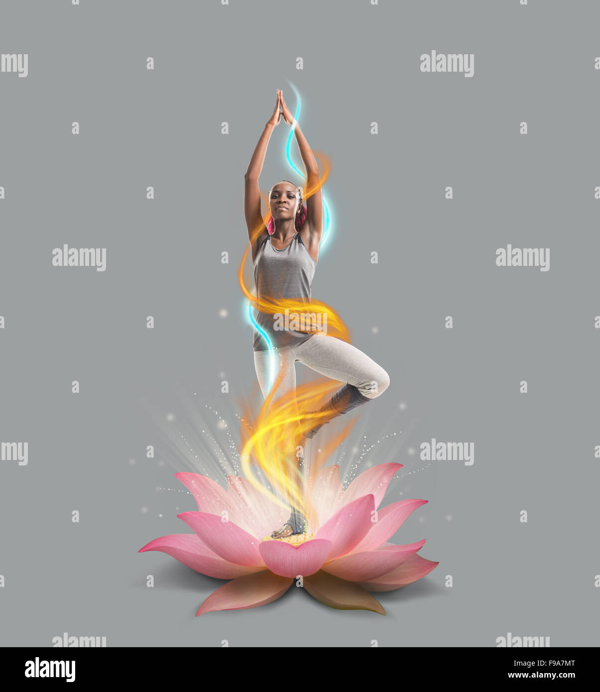 OM Namaste Yoga Pose Lotus Flower