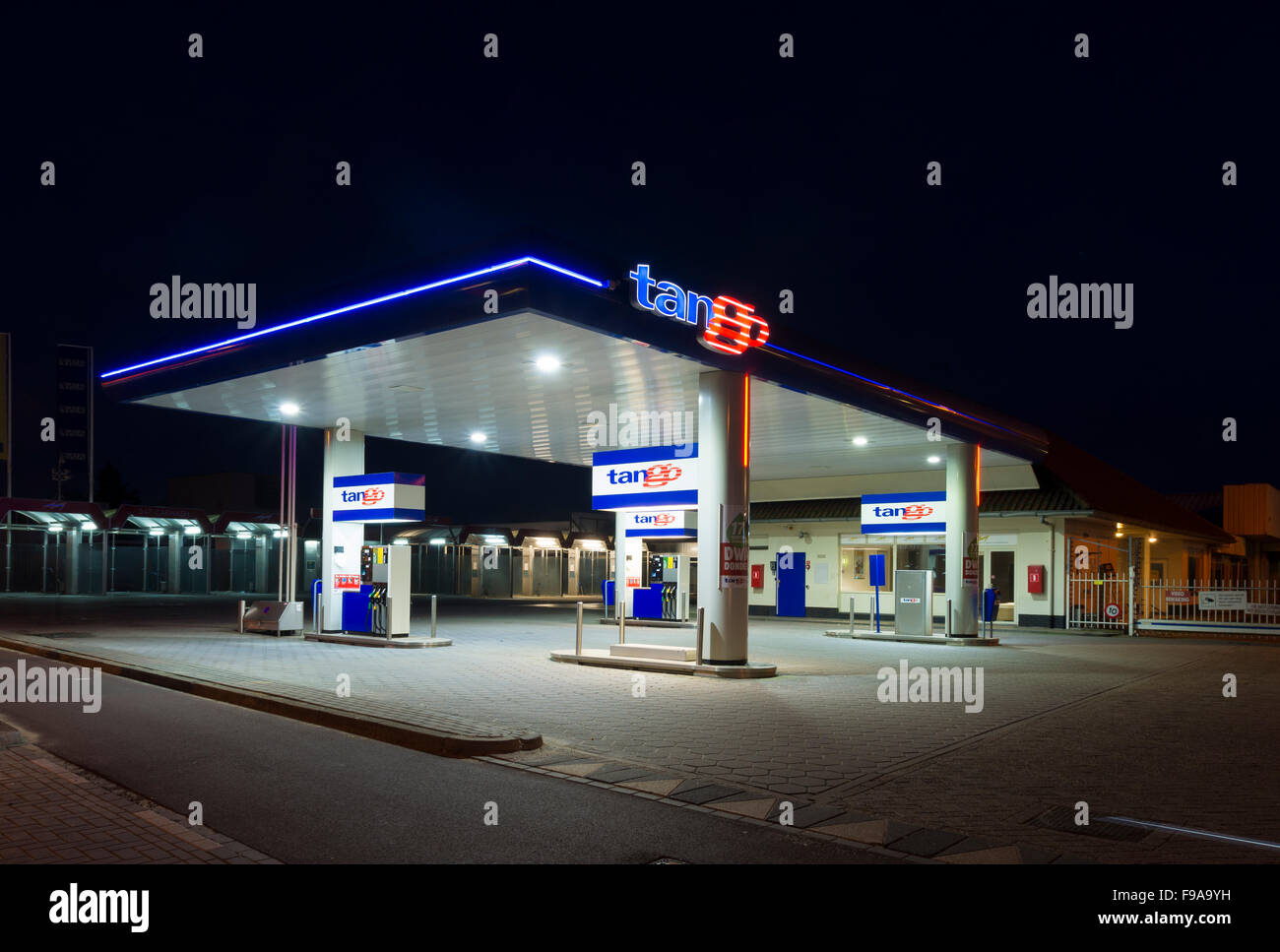 ENSCHEDE, NETHERLANDS FEBRUARY 28, 2015 Tango gas station at night