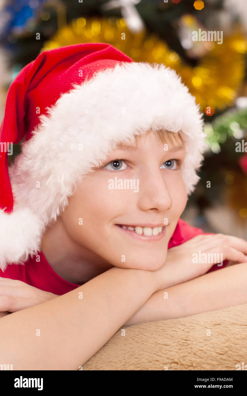 Happy kid celebrating christmas Stock Photo - Alamy