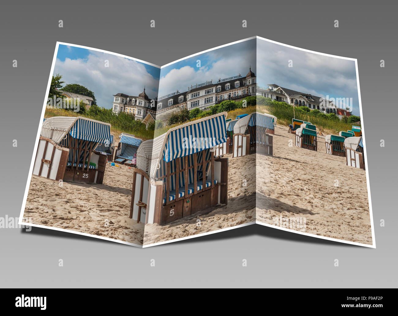 Hotel Ahlbecker Hof, beach chairs at the beach, Baltic resort Ahlbeck, Usedom Island, Mecklenburg-Western Pomerania, Germany Stock Photo