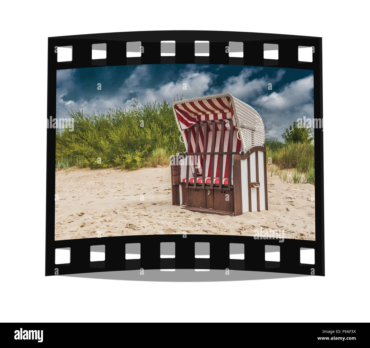 Beach chair at the Baltic Sea beach, Baltic resort Ahlbeck, Island of Usedom, Mecklenburg-Western Pomerania, Germany, Europe Stock Photo