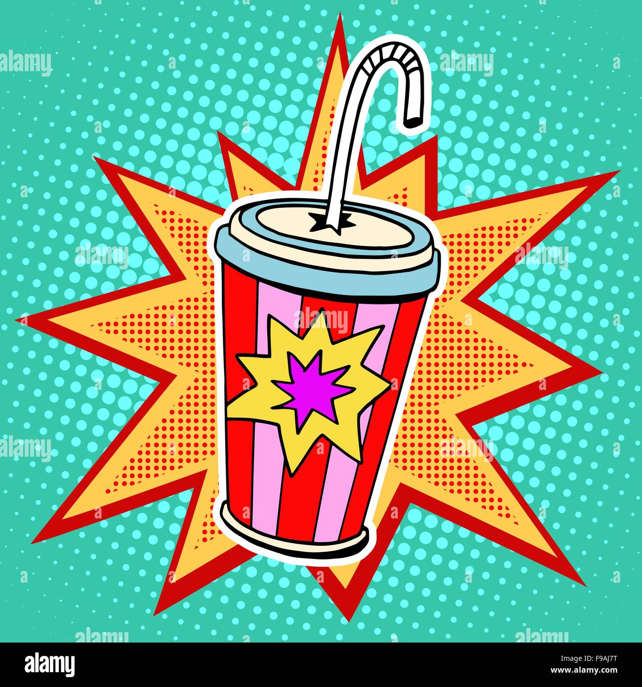 Cola paper cup straw fast food Stock Vector