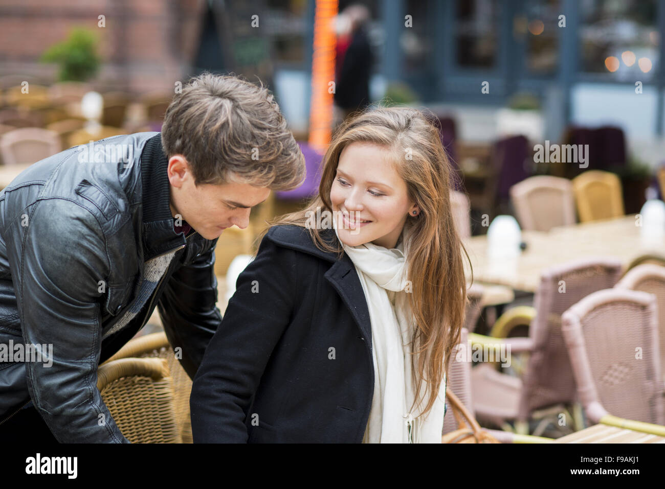 Tourist couple on vacation is walking around the city Stock Photo