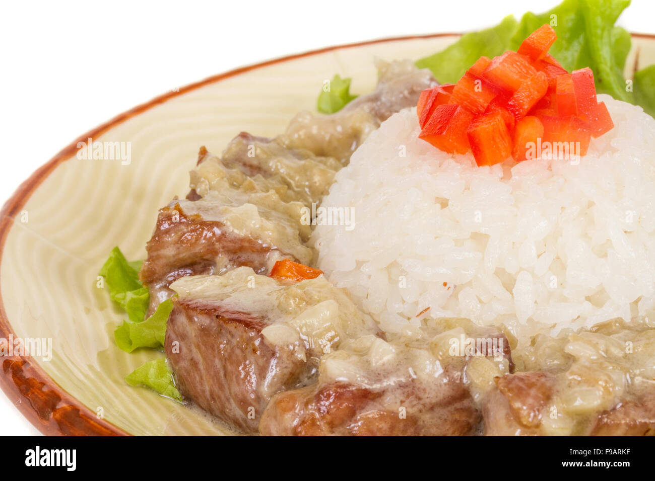 Rice and pork japanese style Stock Photo Alamy