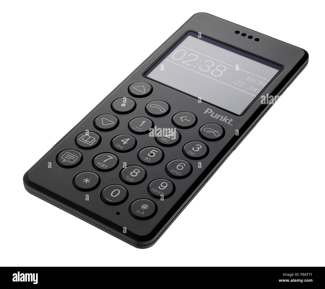 Punkt. phone. Mobile phone that just does texts and phone calls. Basic cellphone with no other distractions. Stock Photo