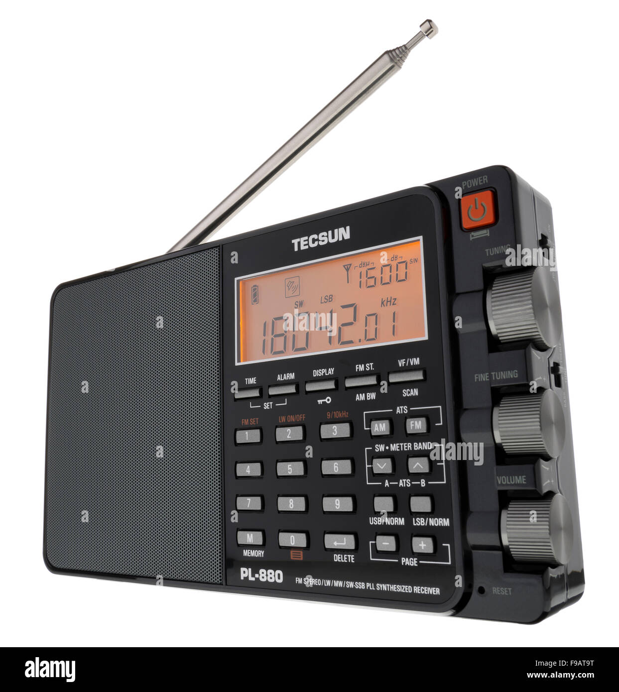 Long wave and shortwave portable wireless radio receiver by Tecsun. PL 880 Stock Photo