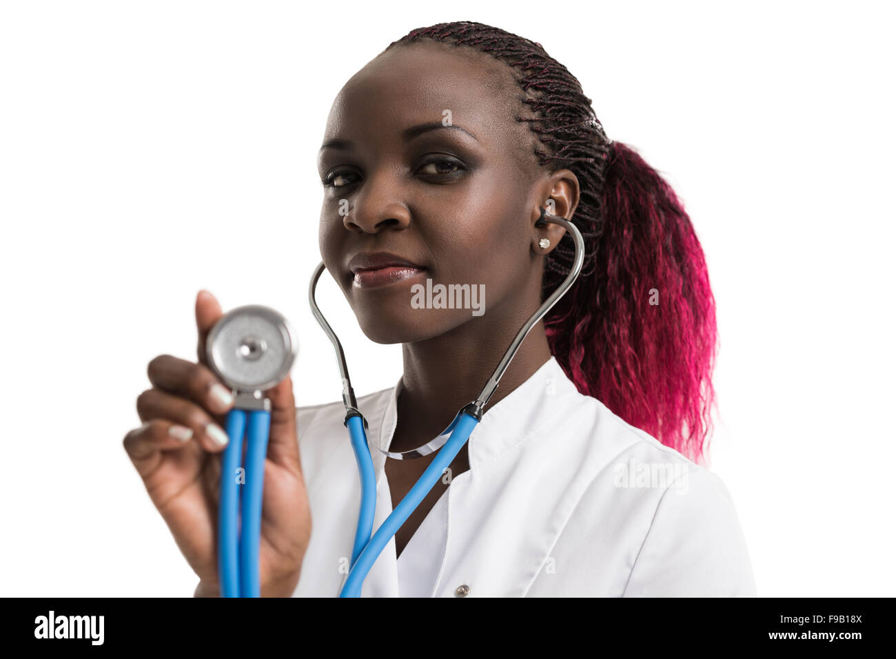 African female Medical doctor with stethoscope Stock Photo