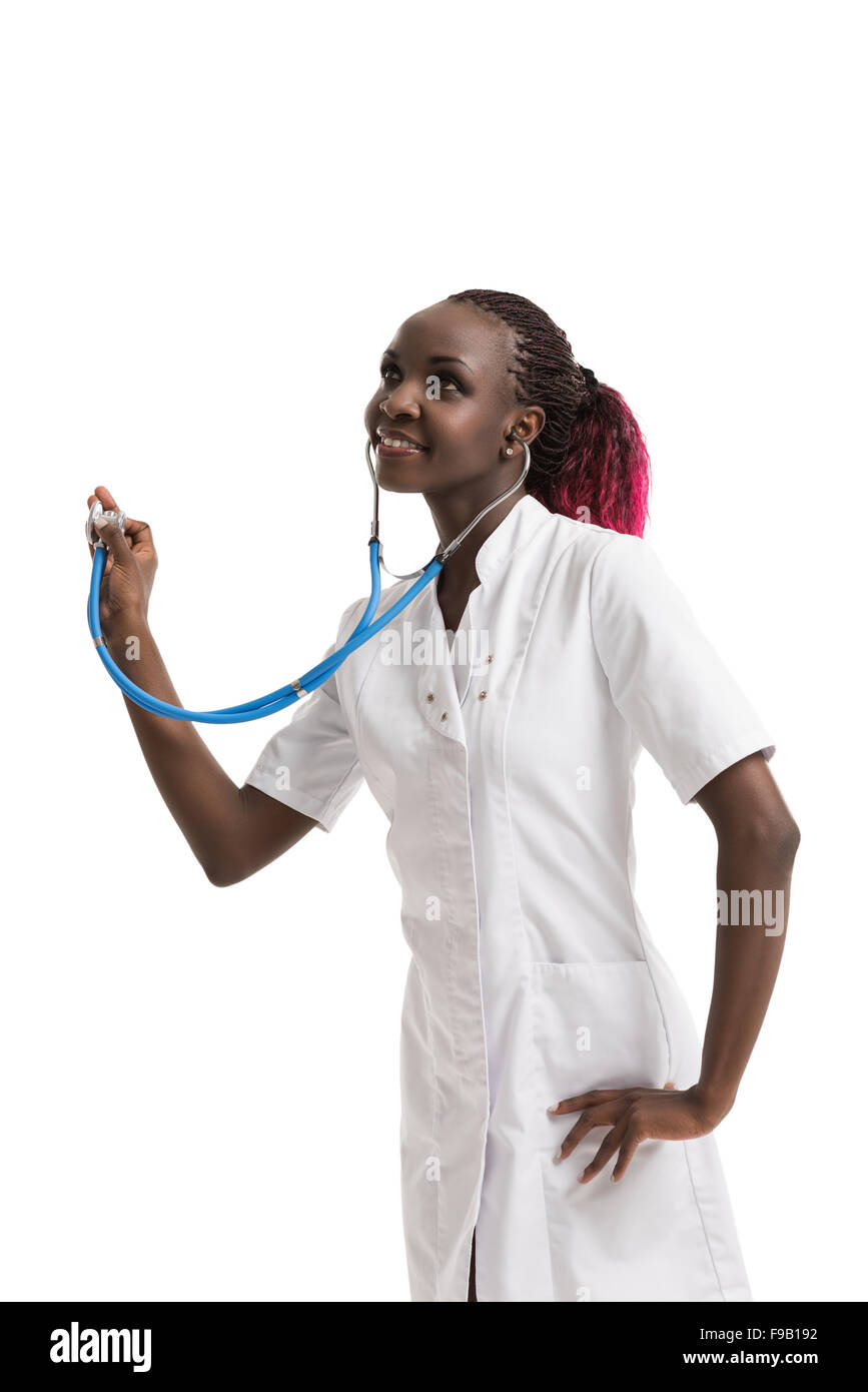 African female Medical doctor with stethoscope Stock Photo