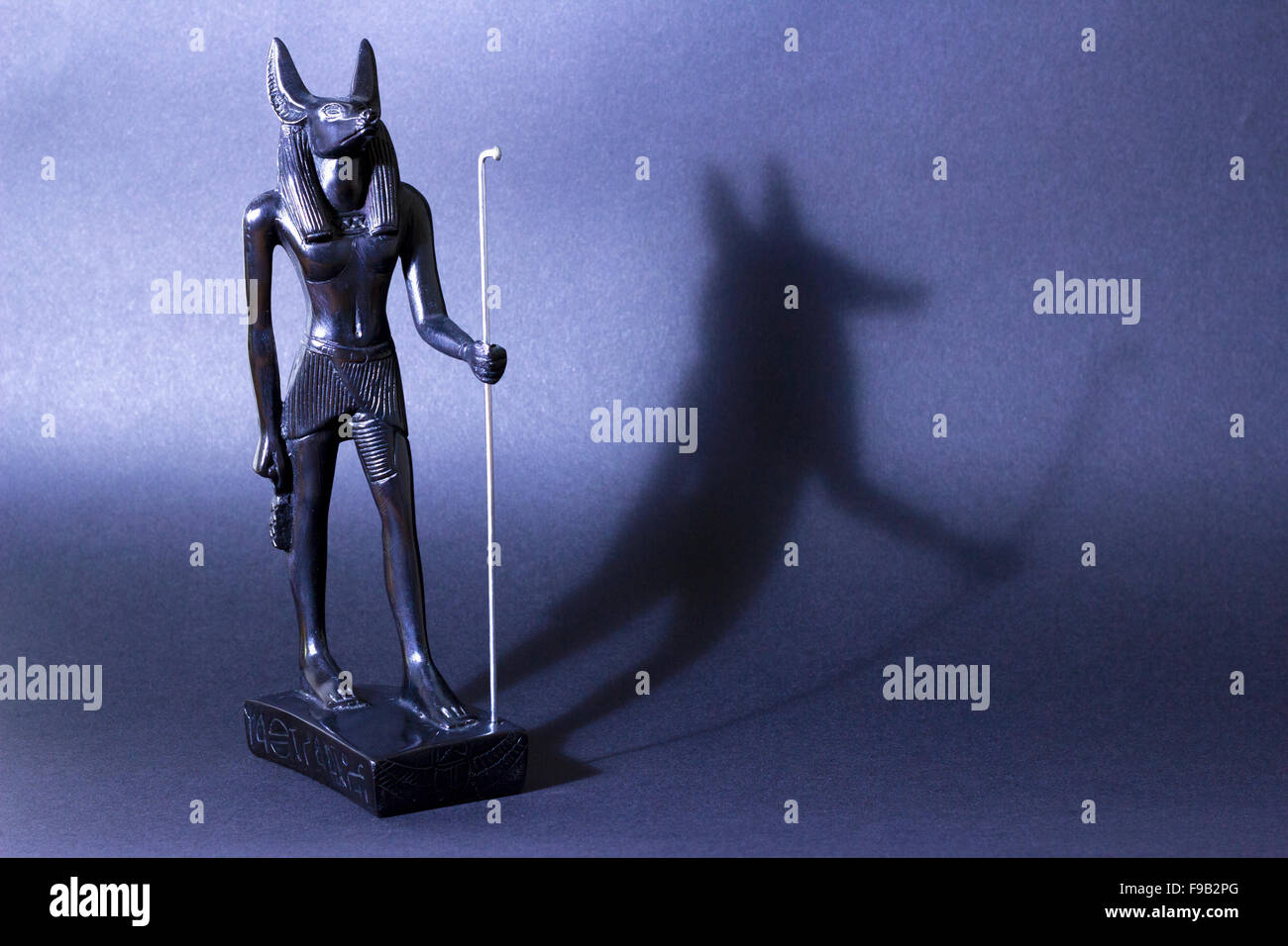 Statue of Mythology Jackal Anubis Sky and Clouds Stock Image