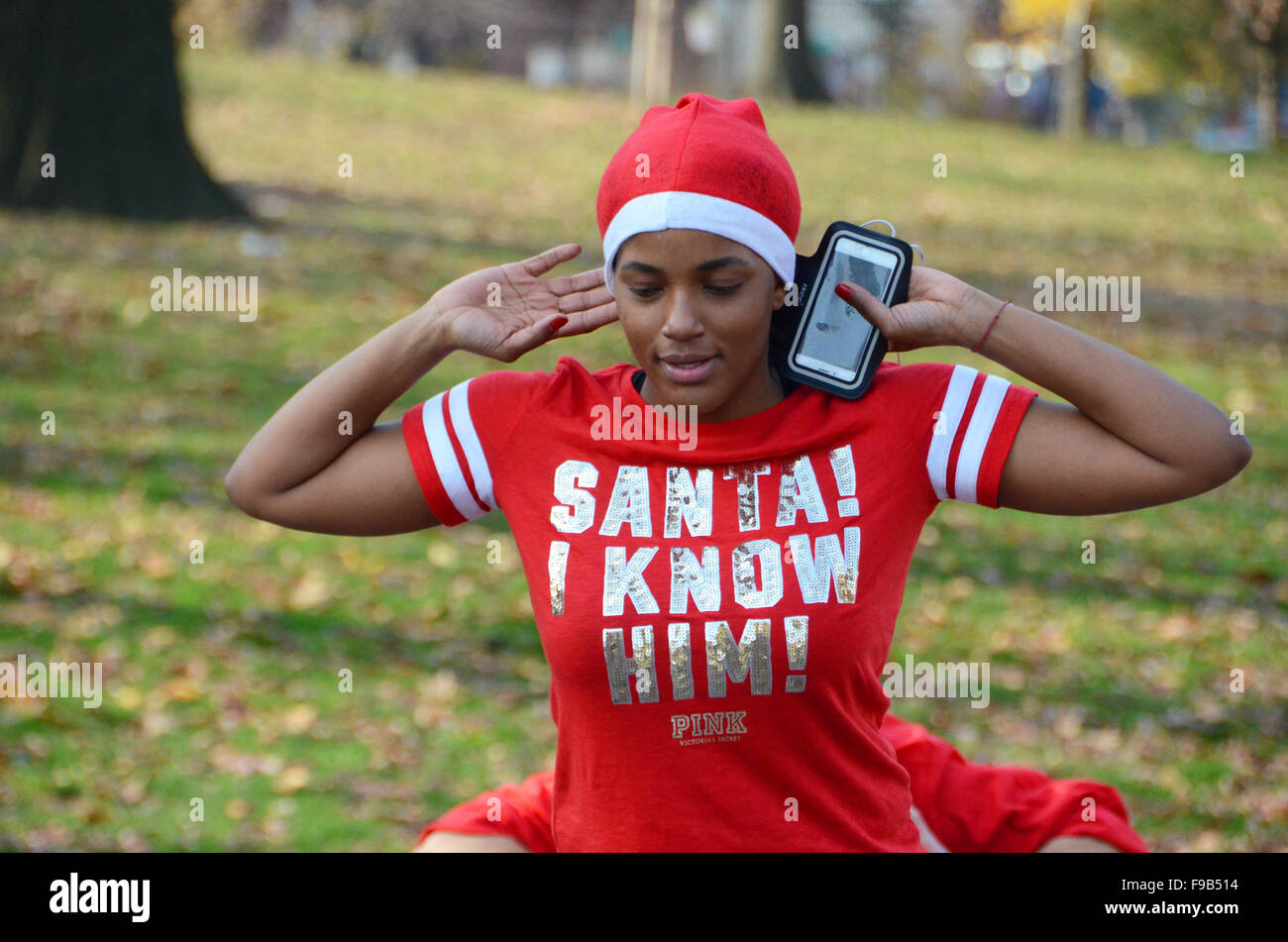 santa run 5k prospect park brooklyn 2015 Stock Photo