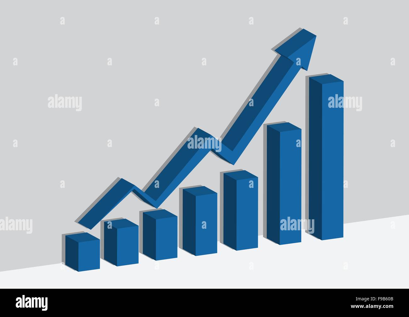 Blue business chart or graph on the wall and sheader shadow Stock Vector