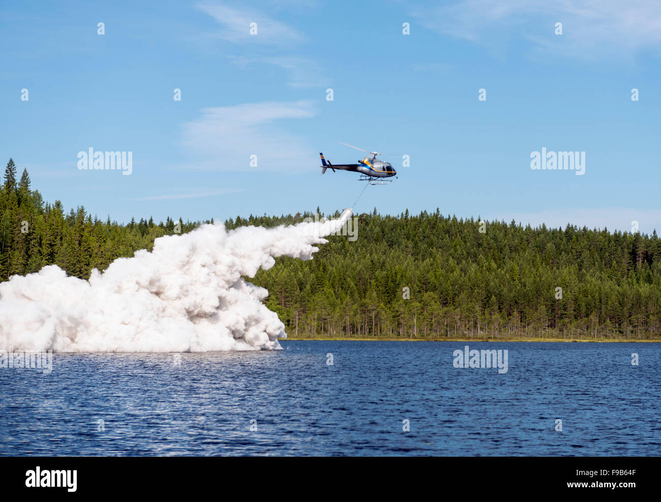 Liming a lake Stock Photo Alamy