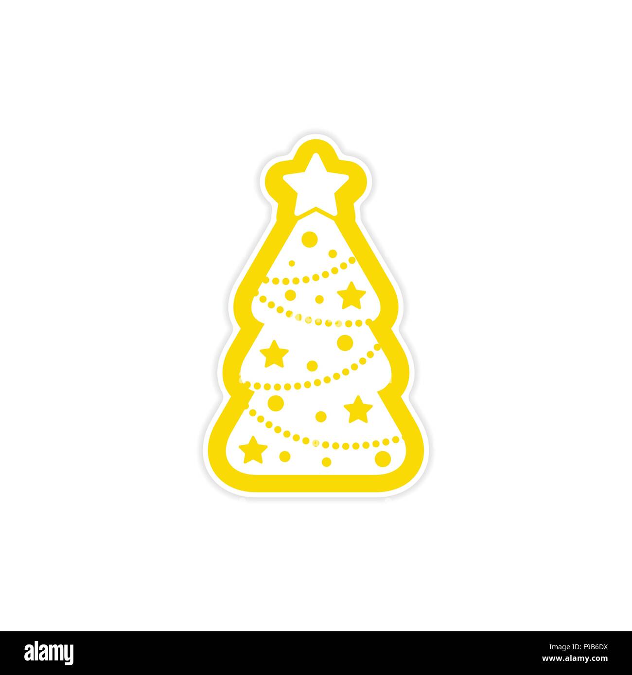 paper sticker on white background Сristmas tree Stock Vector