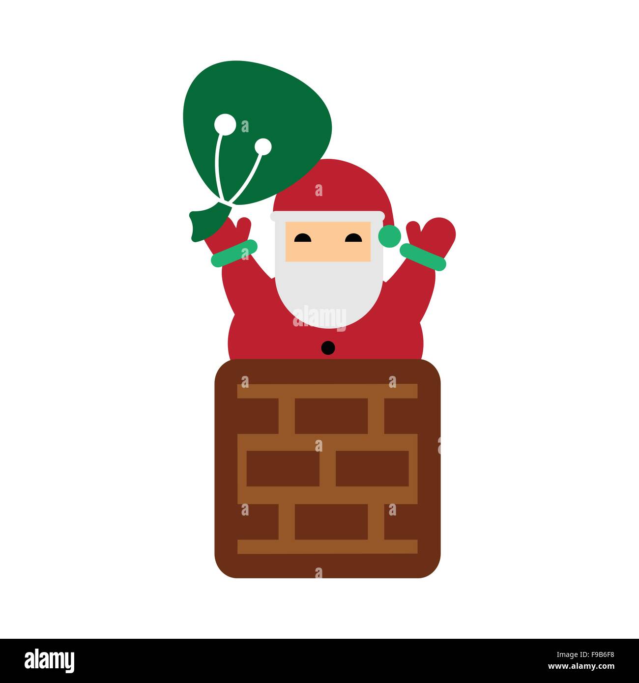 flat icon with long shadow Santa Claus in chimney Stock Vector