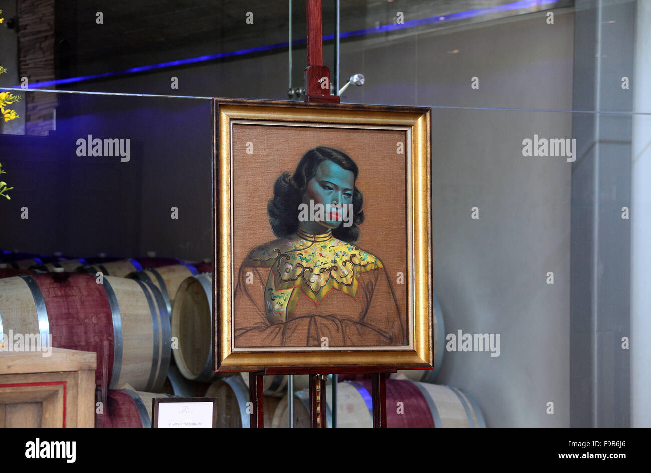 Iconic original painting of the Chinese Girl by Vladimir Tretchikoff on display at Delaire Graff Wine Estate in South Africa Stock Photo