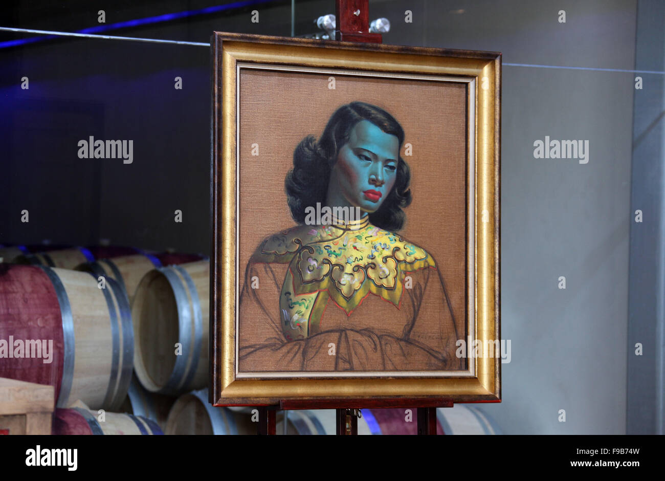 Iconic original painting of the Chinese Girl by Vladimir Tretchikoff on display at Delaire Graff Wine Estate in South Africa Stock Photo