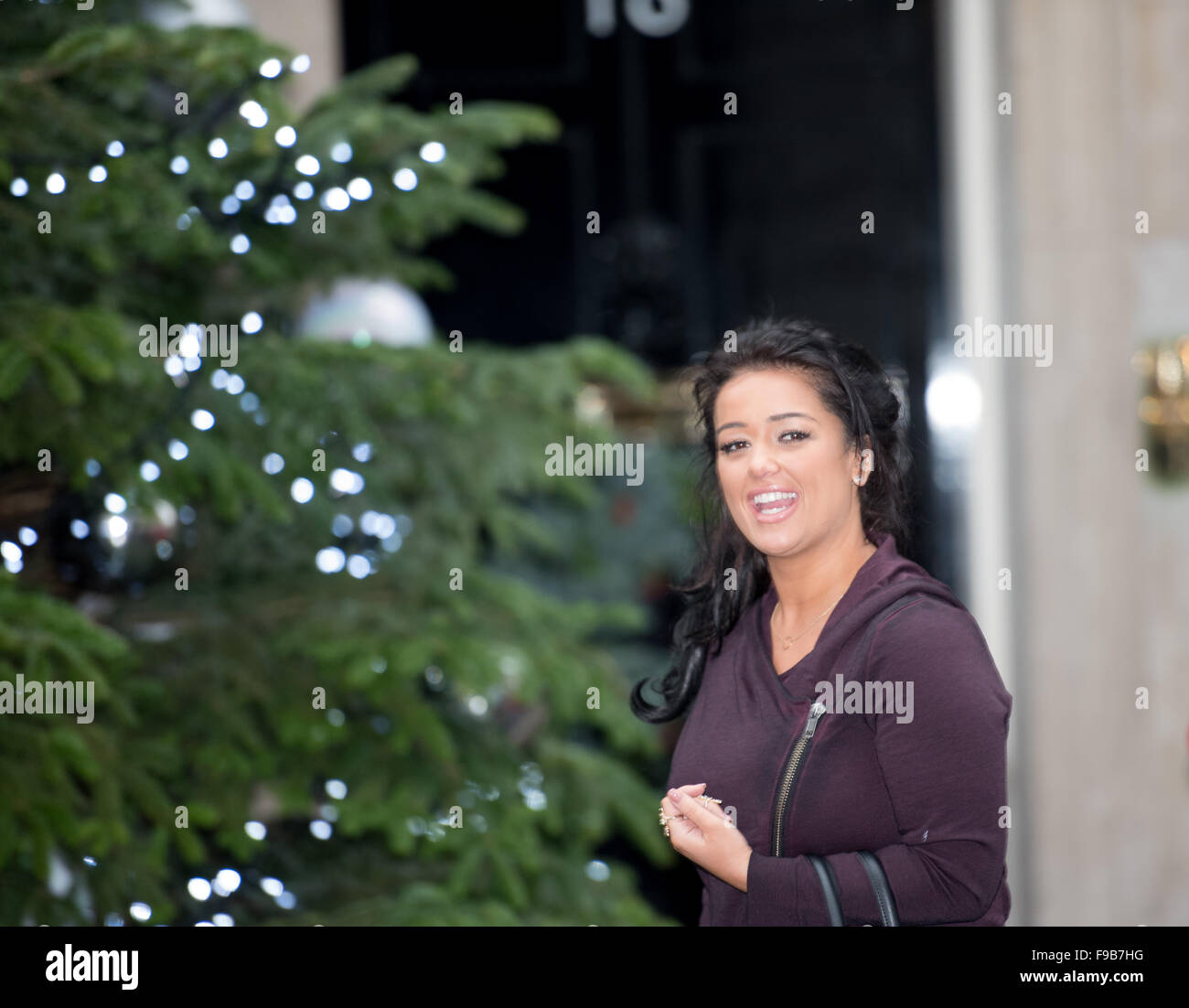 London, UK. 15th Dec, 2015. Lauren Murray from the UK’s talent show, X factor outside 10 Downing Street, attending the Starlight charity Christmas party at 11 Downing Street, London Credit:  Ian Davidson/Alamy Live News Stock Photo