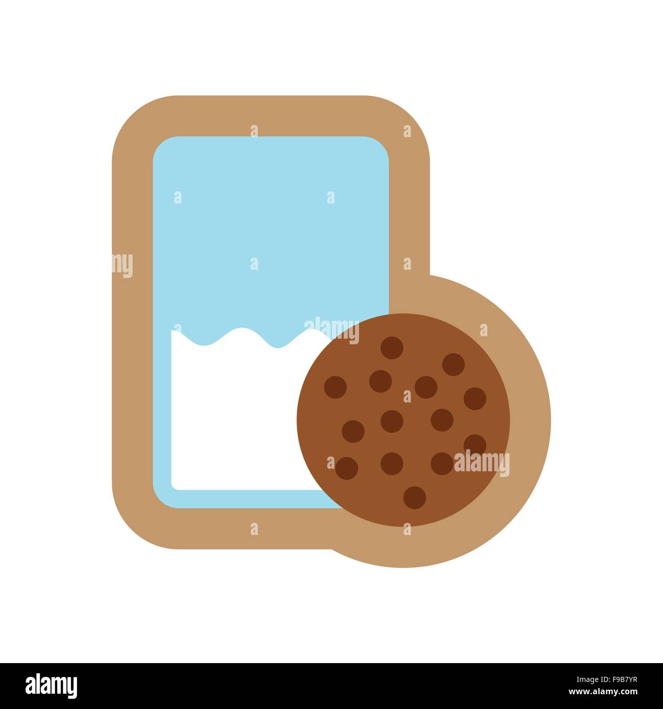 flat icon on white background glass milk and cookies Stock Vector Image ...