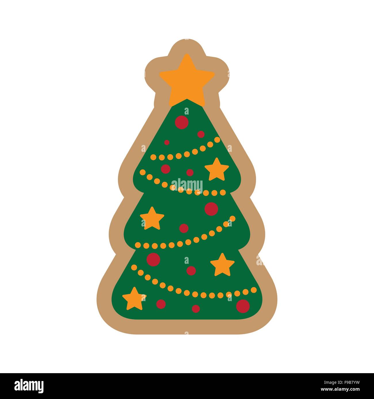 flat icon on white background Christmas tree Stock Vector