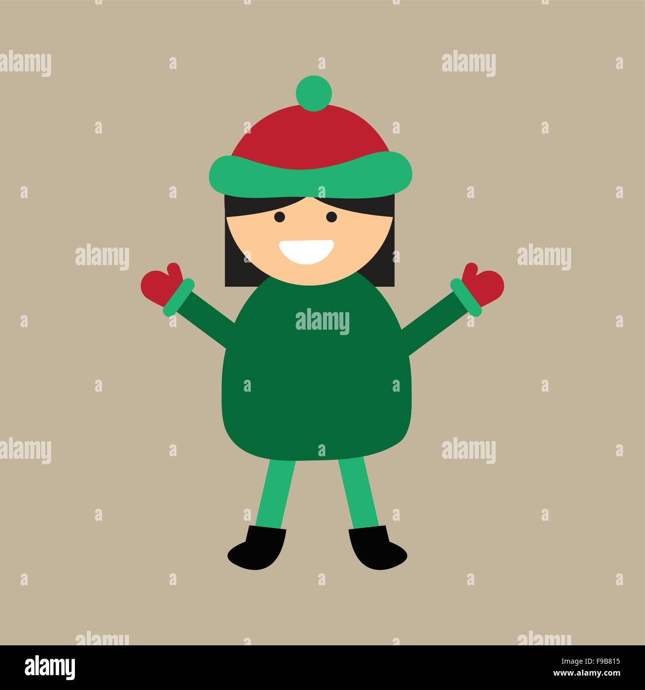 flat icon on stylish background Girl in winter clothes Stock Vector