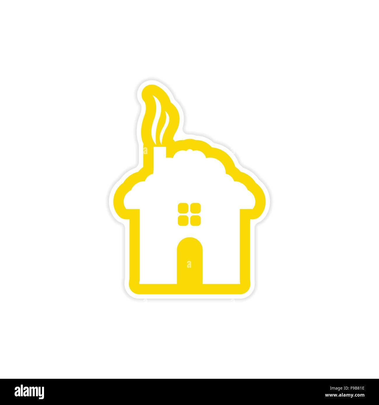 paper sticker on white background house snow Stock Vector